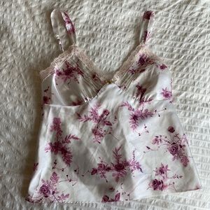 Y2k vintage floral silk Cami